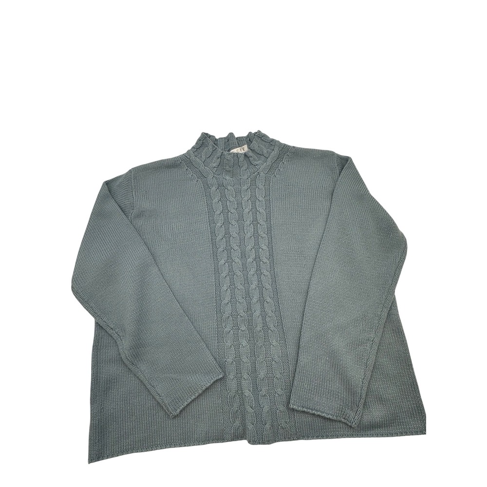 Maggie McNaughton Womens 1X Cable Knit Mock Neck Sweater Slate Blue Vintage 62